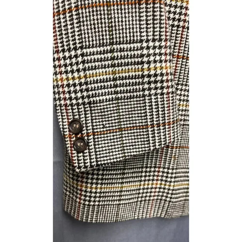 Charter Club 100 Wool Brown Plaid Blazer Prince of Wales Sz 10 Preppy‎ Academia